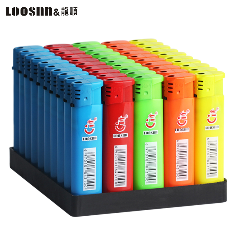 一次性电子明火火焰打火机龙顺品牌优品加厚订做印字印刷广告批发