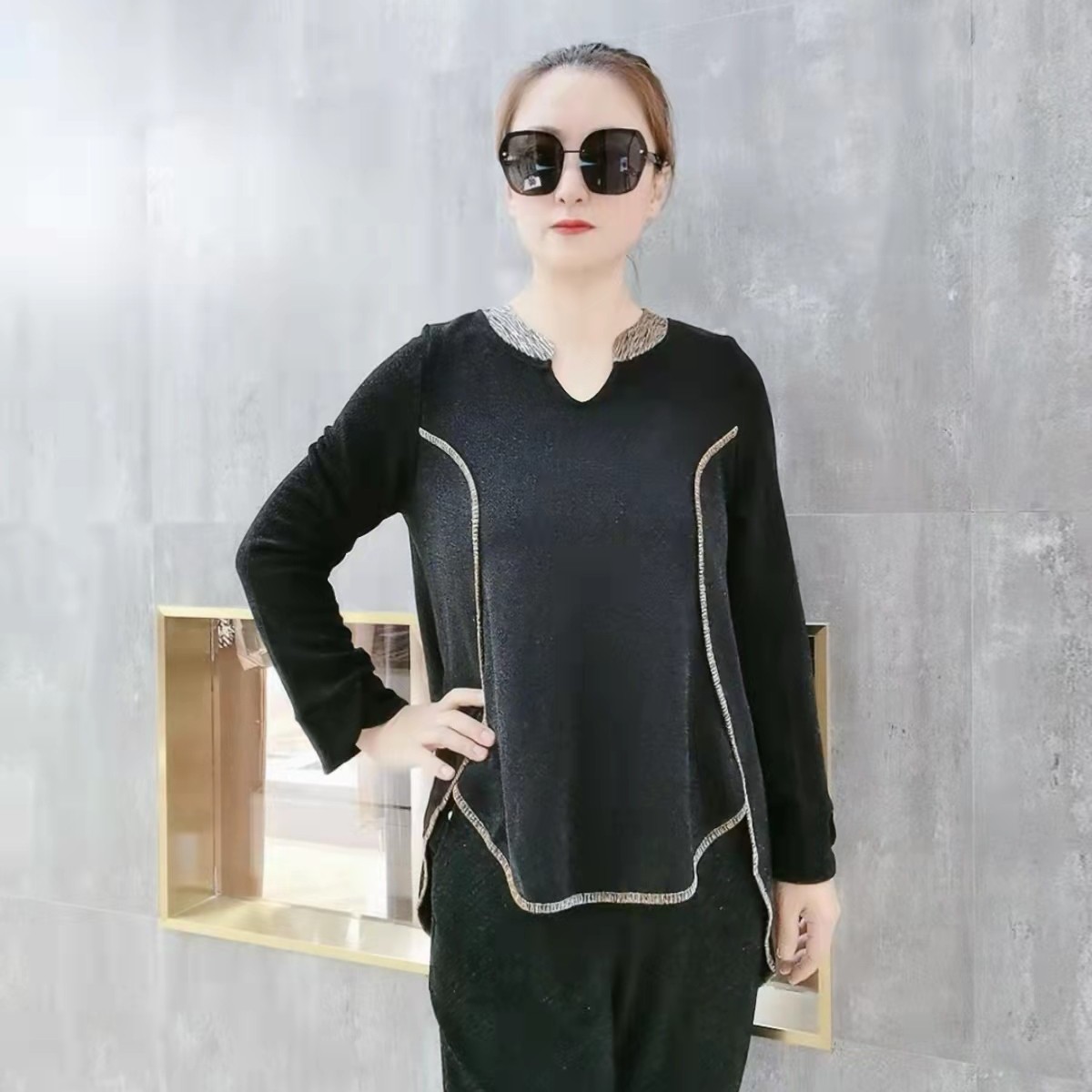 妙唐重磅时尚显瘦打底衫2329-36