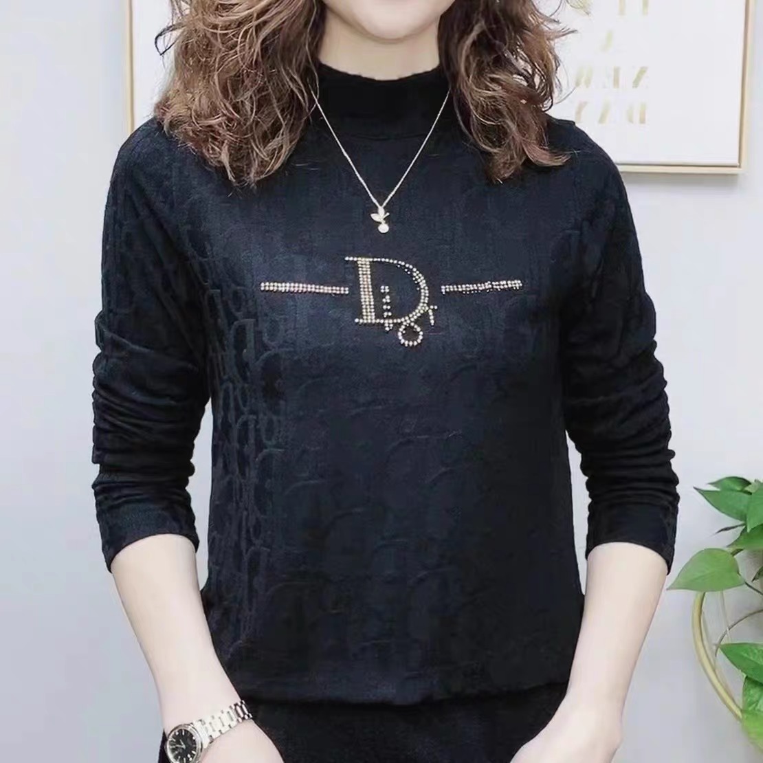 半高领韩版时尚百搭长袖打底衫2025秋冬新款显瘦气质上衣