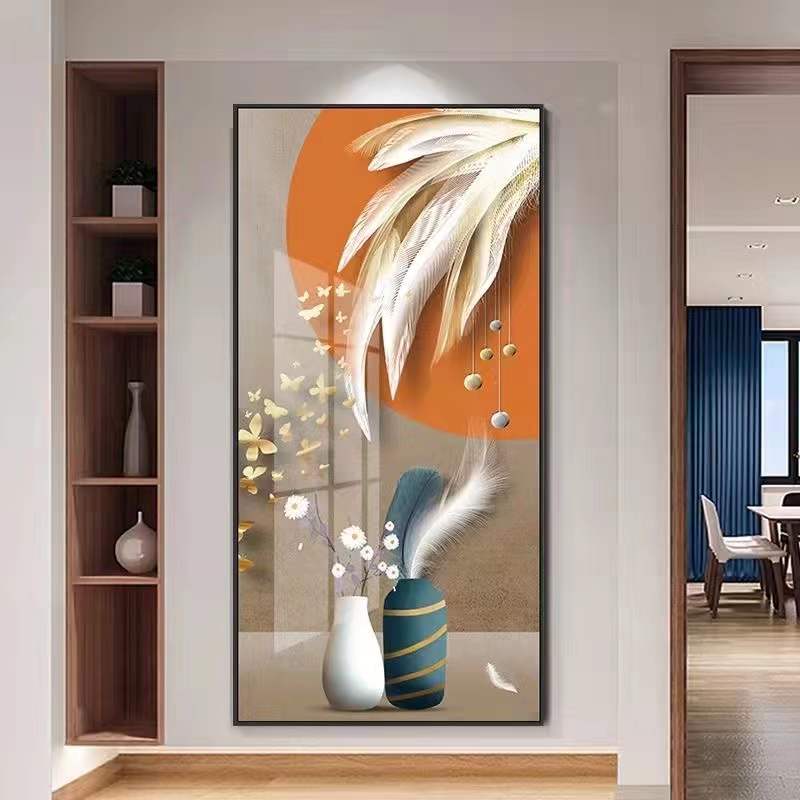 【平平安安】入户玄关装饰画走廊过道挂画晶瓷镶钻画现代轻奢单幅