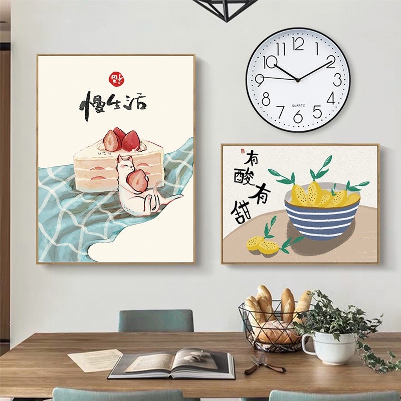 餐厅装饰画新中式现代简约背景墙画晶瓷轻奢高端壁画歺厅餐桌挂画