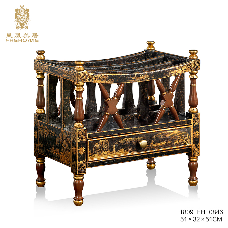 FH&HOME/凤凰美居欧式布裂纹系列中法式杂志架客厅家用伞架置物架