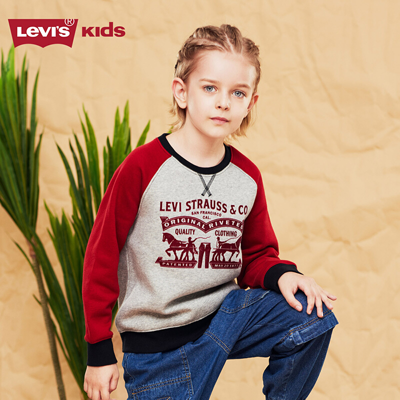 【官方旗舰】Levi's李维斯童装男童双马标加绒卫衣LVB-PO-8438
