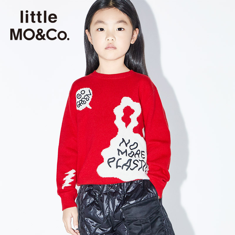little moco童装圆领套头打底儿童针织衫新款保暖毛衣#KBO4SWTT01