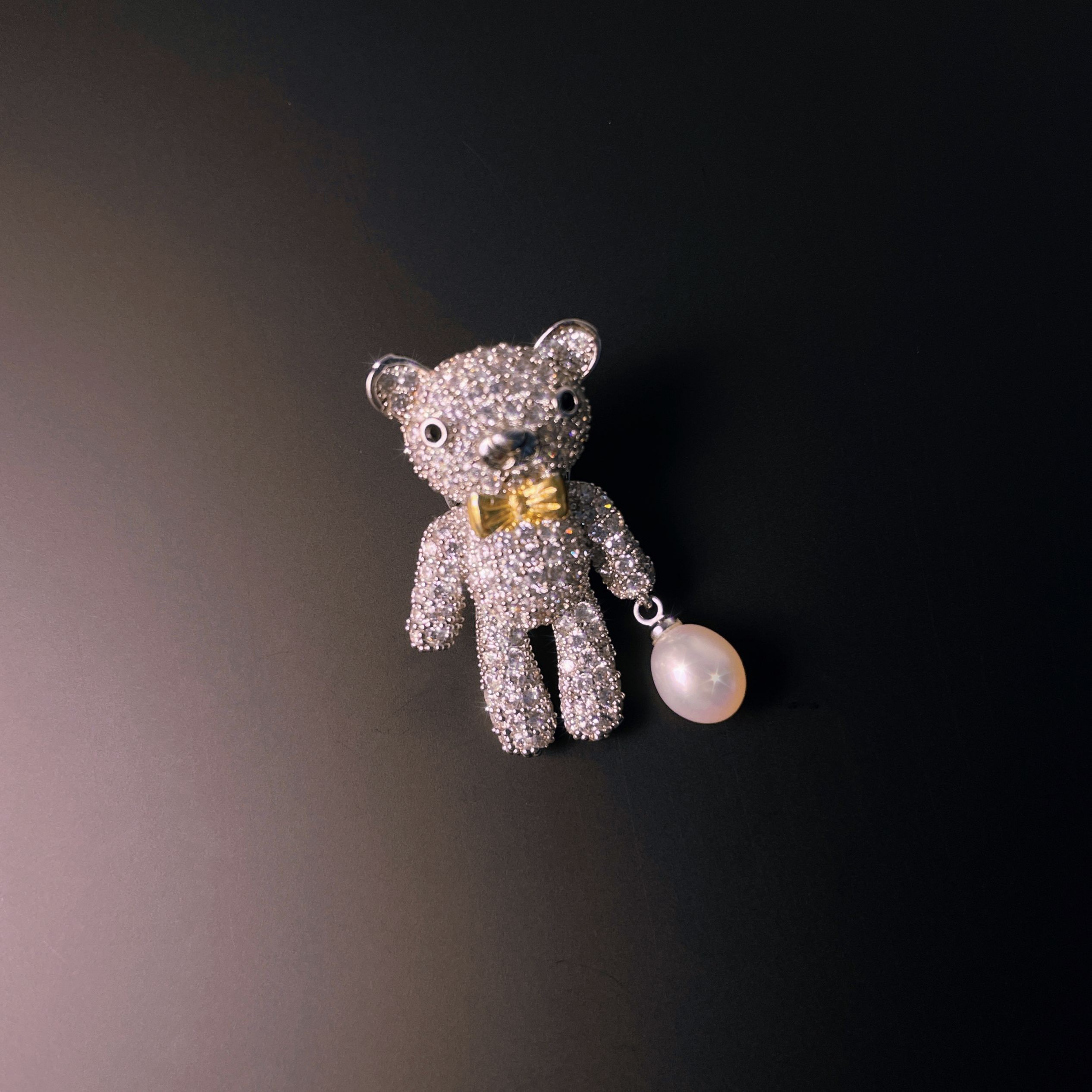 MINi小熊领针精美重工/时尚气质个性轻奢紫色简约胸针vintage金色