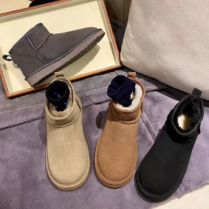周冬雨款男女同款棉鞋,短靴,冬季,,时尚加绒加厚保暖牛皮雪地靴