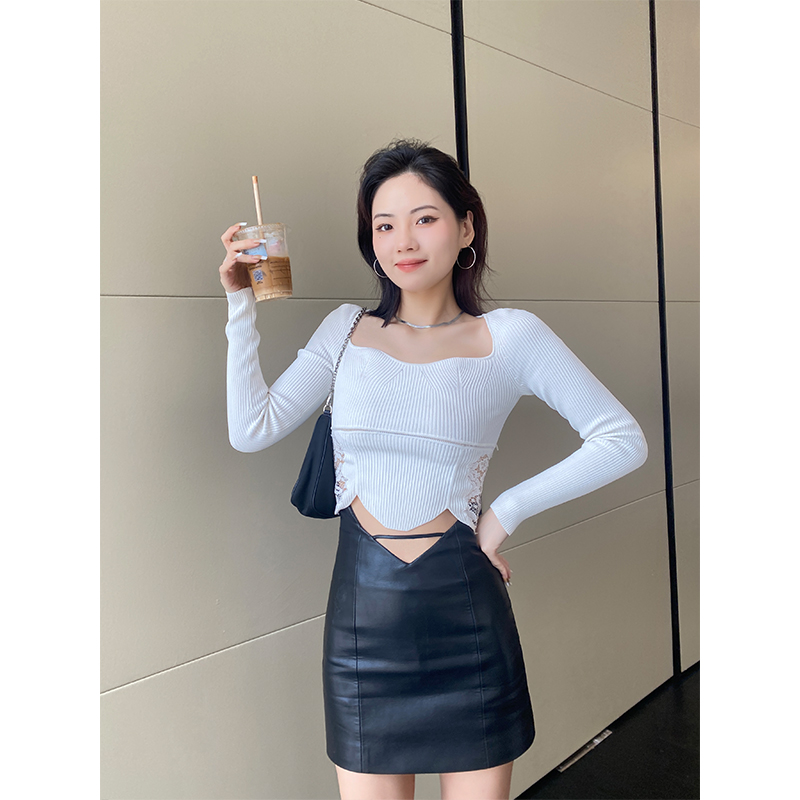 NAVST胶囊系列镂空设计短裙 百搭小众显瘦长袖褶皱紧身高腰纯欲