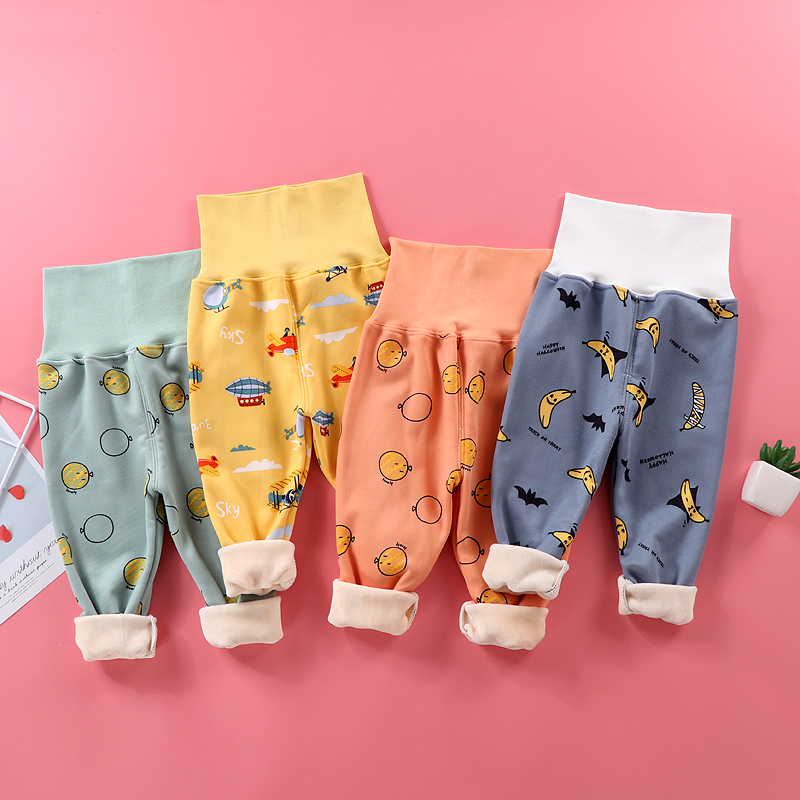宝宝加绒保暖裤打底裤婴儿高腰护肚裤男童女童加厚秋裤秋冬睡裤
