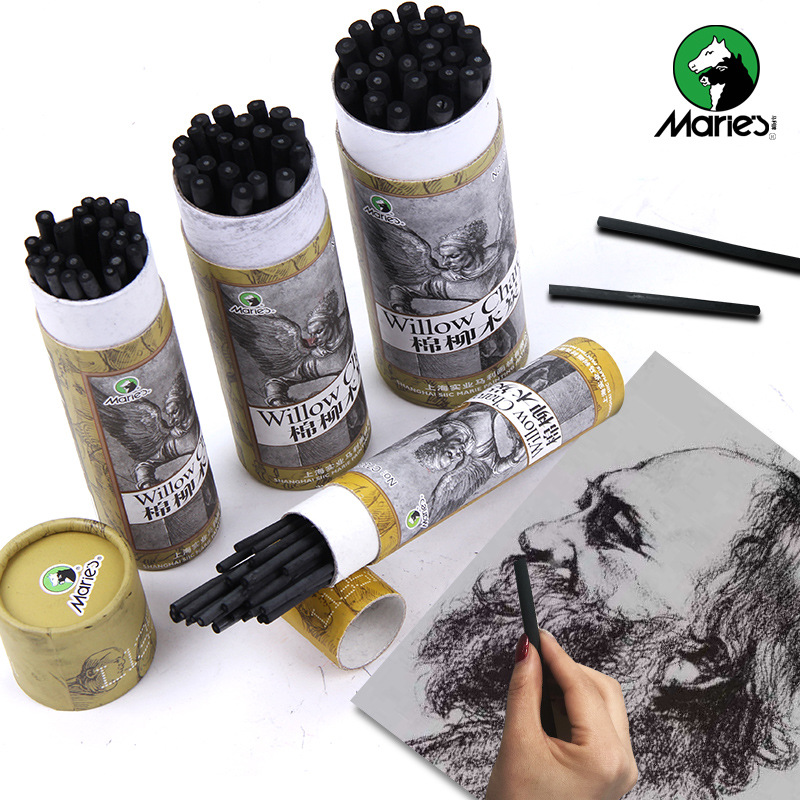 马利棉柳木碳条推荐素描绘画国画速写美术专用软性炭条优质流畅