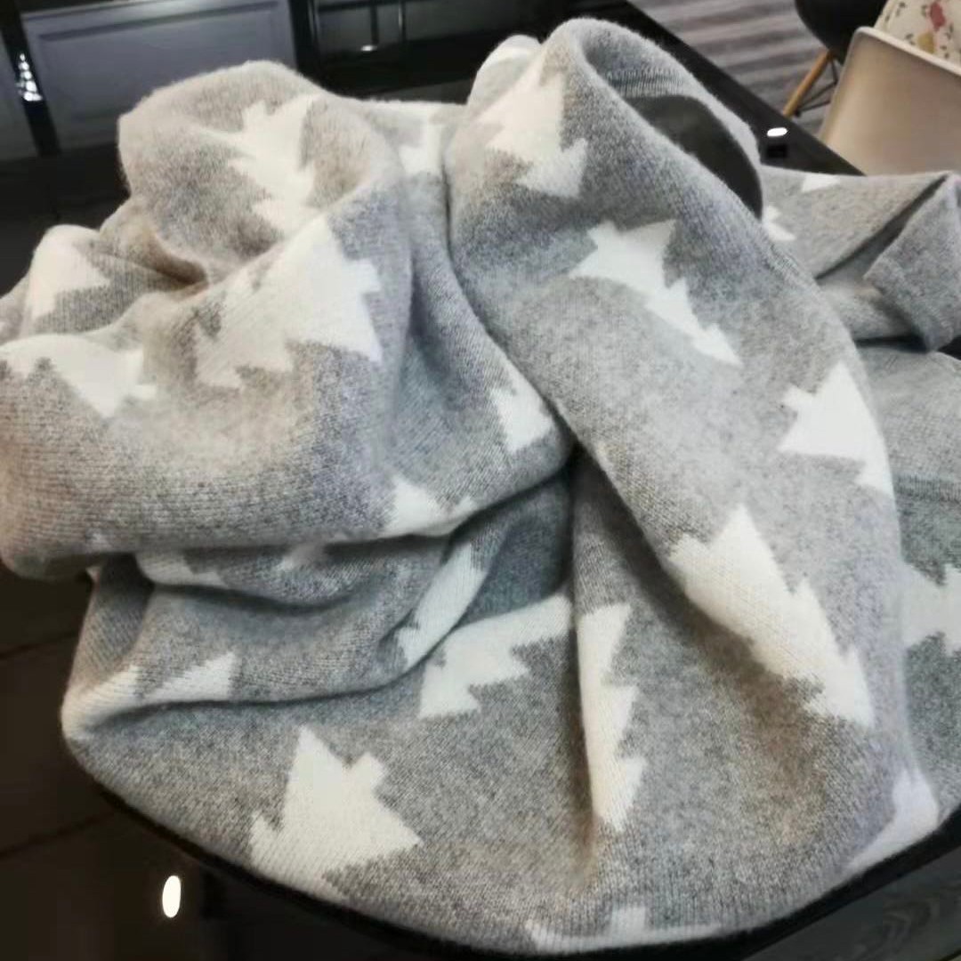 月隆鄂尔多斯市木伦河 小尺寸纯羊绒毯双面提花保暖舒适居家必备