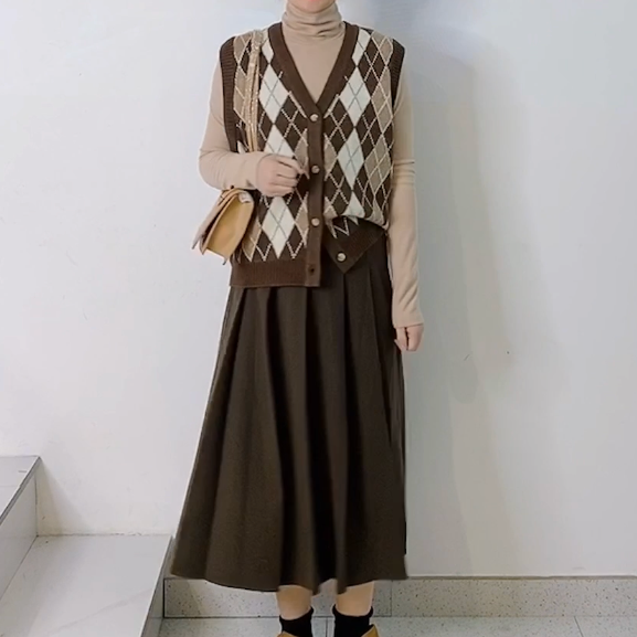 【Me朵】褶皱加磨毛半身裙