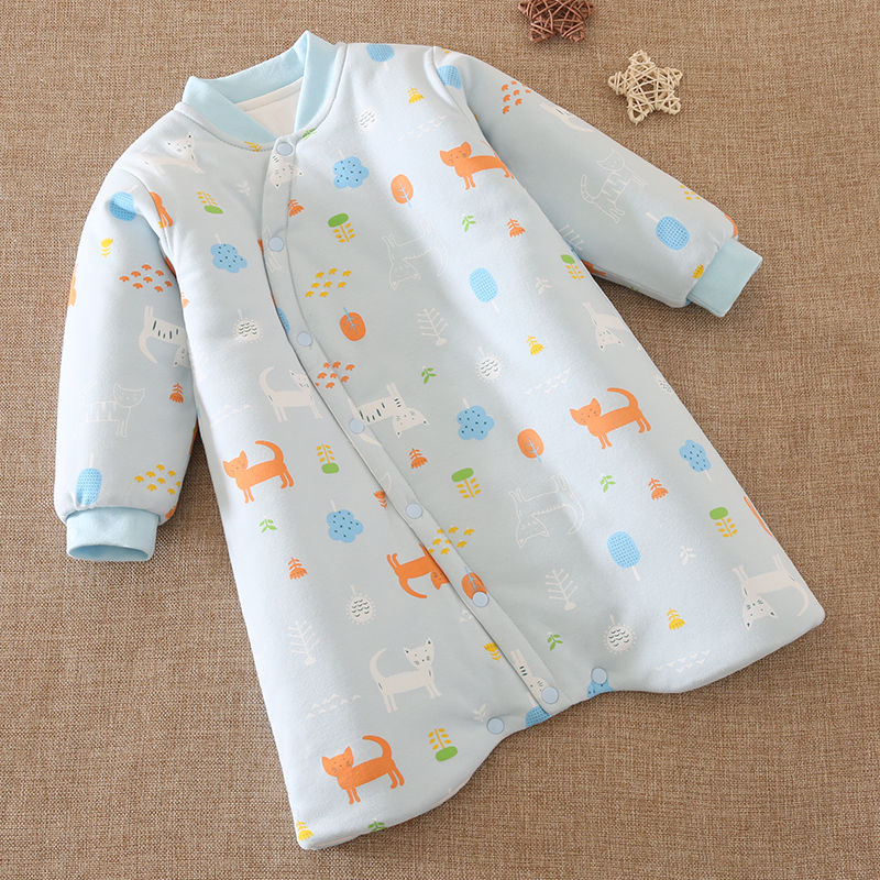 宝宝睡袍加厚款儿童小孩防踢夹棉保暖卡通睡衣长袖秋冬季