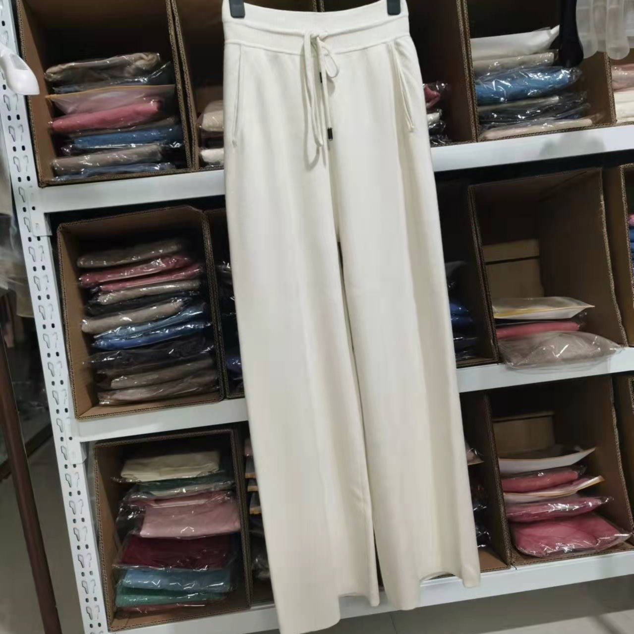 似水女精纺68支纯小山绒阔腿裤裤子裤女款