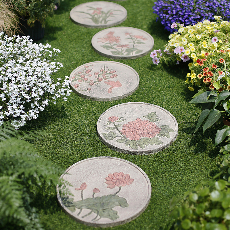 花中园庭院脚踏石花园仿古布置摆件小院子装饰户外踏步创意摆件