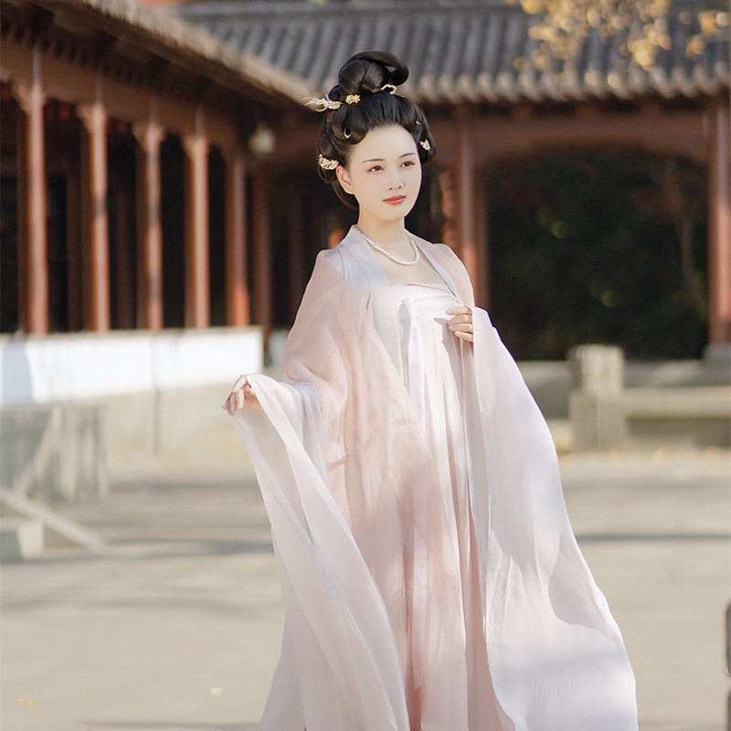 永安 簪花阁汉服定制 2022年大唐真丝汉服大摆齐胸春夏大袖衫套装