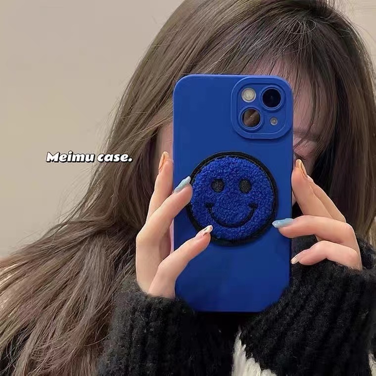【苹果/华为/OPPO/VIVO/小米】天使眼磨砂克莱因蓝笑脸手机壳