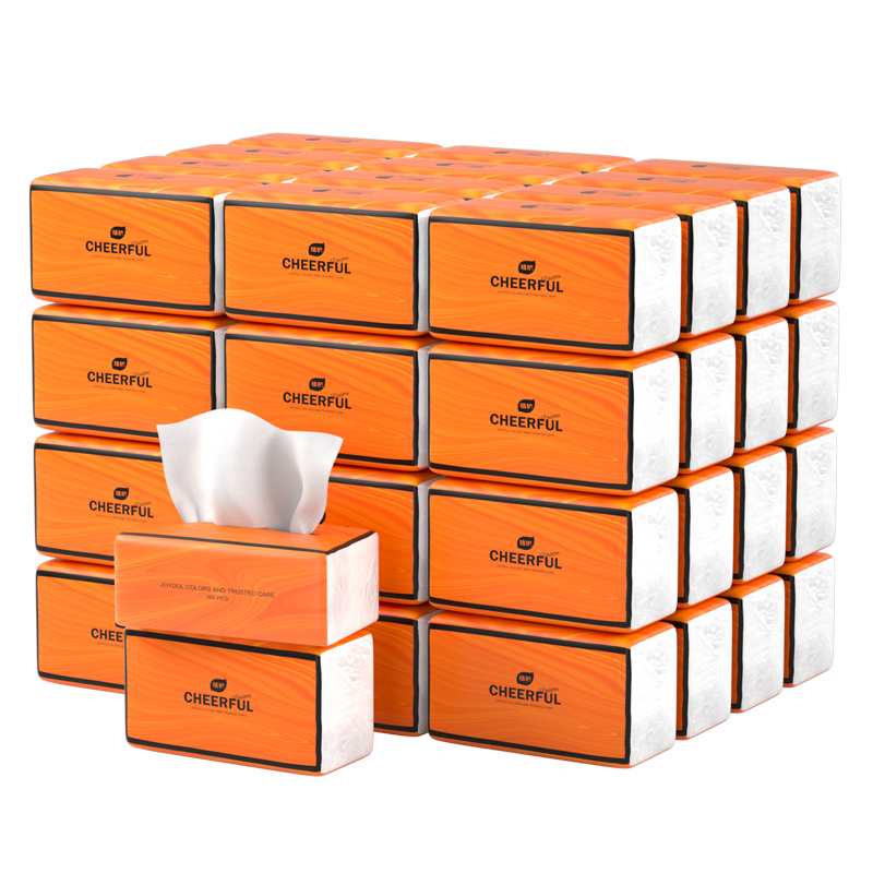 植护气垫纸巾悦色橙抽纸家用整箱餐巾纸面巾纸大包实惠90抽*20包