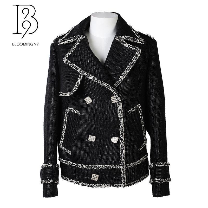 【B99官方旗舰店】秋冬设计师款女装短款西服领外套女 WFWCA3295