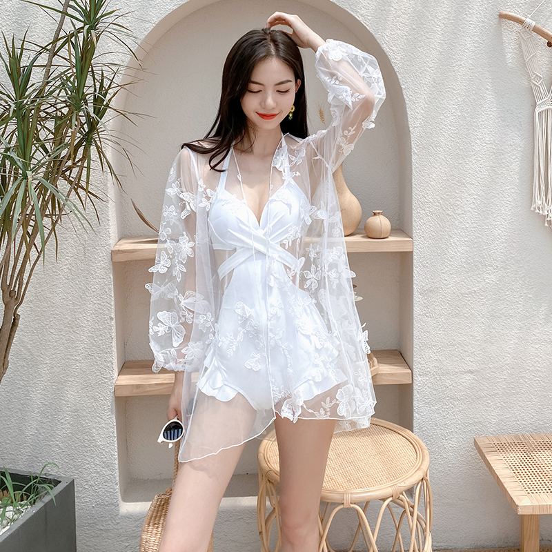 高级女泳衣2023年新款性感聚拢显瘦遮肉两件套仙气泡温泉游泳衣