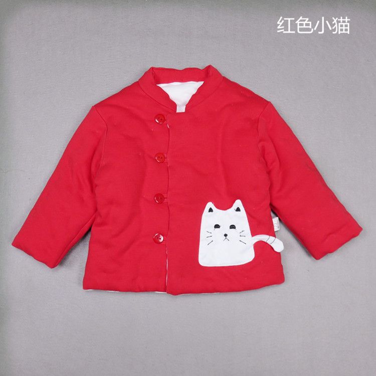 手工棉花棉衣宝宝冬季加厚棉衣儿童上衣红色保暖短款外套