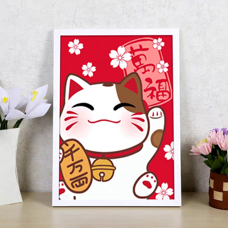 【艳儿】招手猫咪大格（非成品新手可绣，10色满绣）