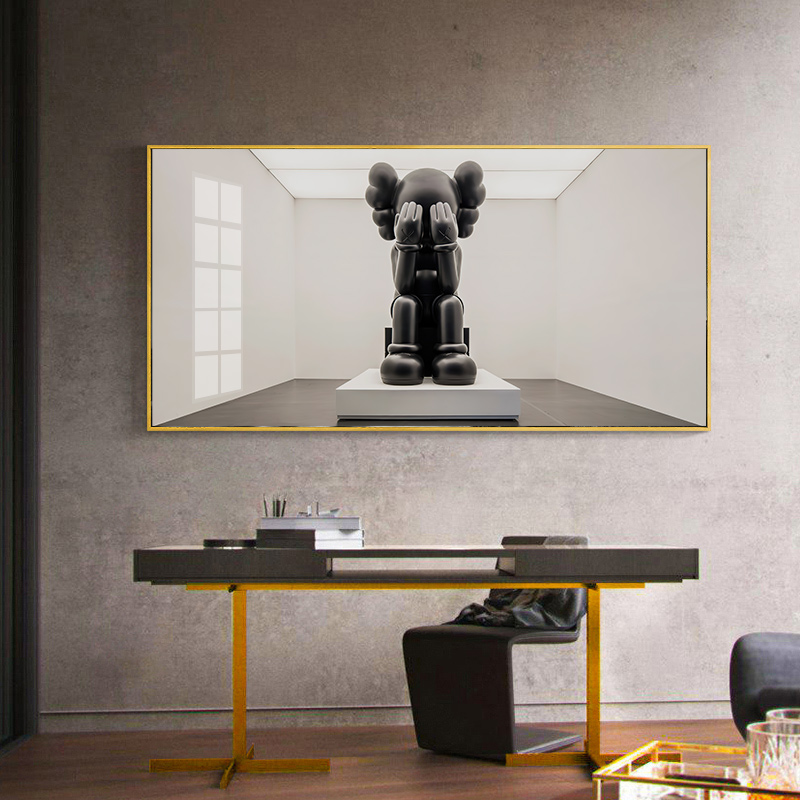 潮牌创意暴力熊客厅装饰画轻奢高级感沙发背景墙三联叠加画晶瓷画