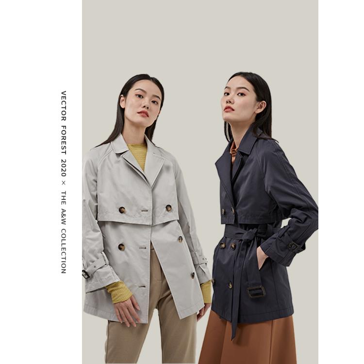 矢量森林风衣女短款小个子通勤收腰显瘦外套高端气质B