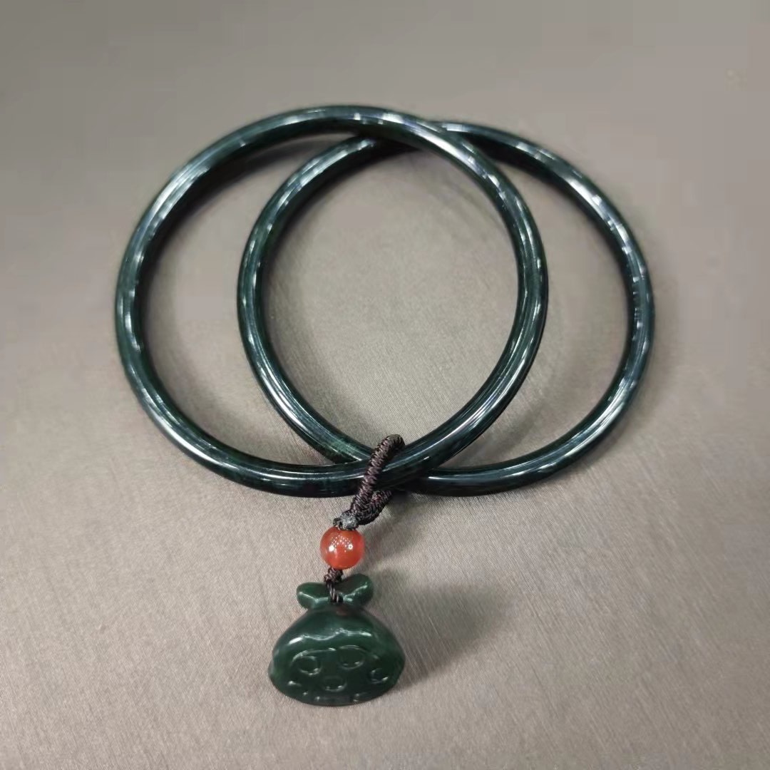 sc天然和田玉叮当镯正品原矿时尚青玉手镯精美一步一响女款素款