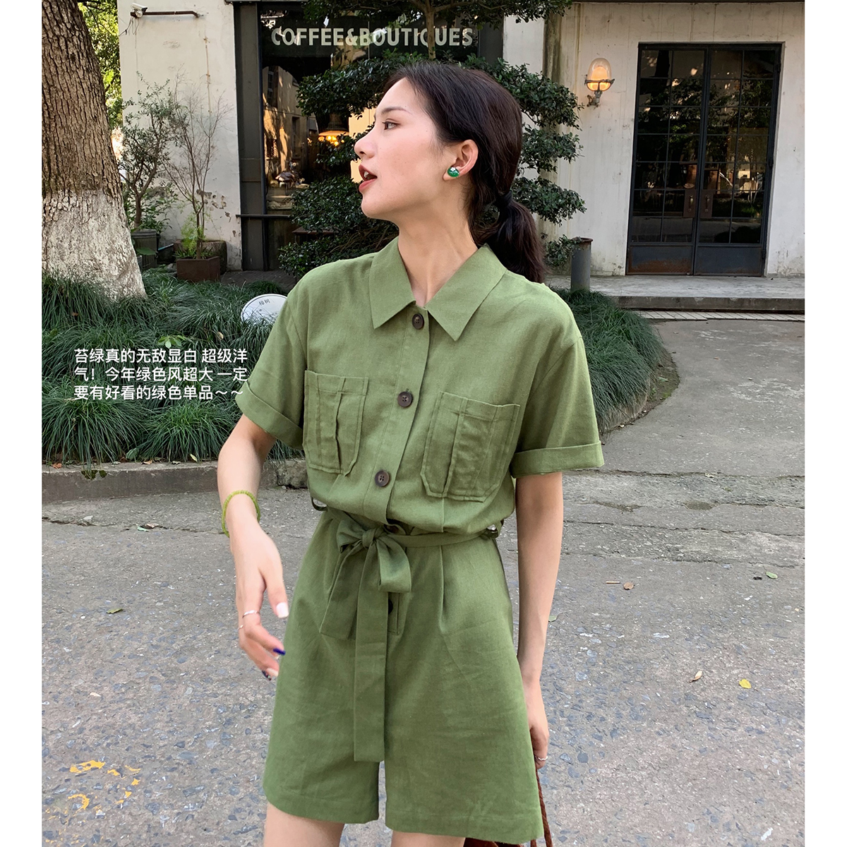 两个版本 休闲慵懒洋气短袖心动连体裤2106KZ06
