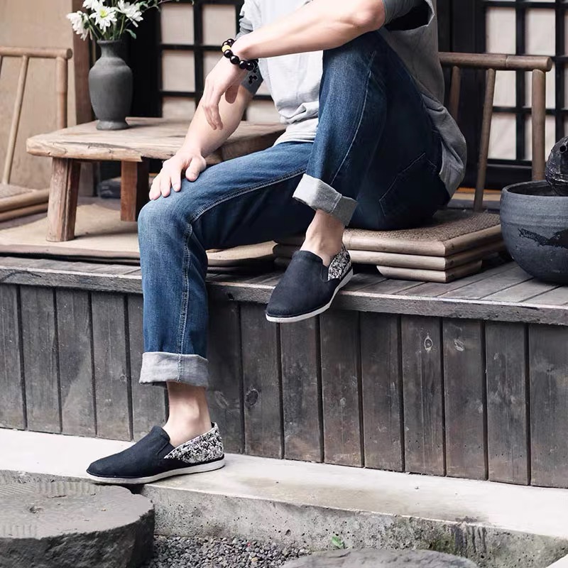 内联升DN8517新款男士休闲手工千层底混纺低帮时尚百搭老北京布鞋