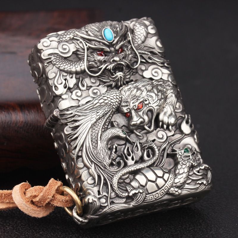 创意雕刻青龙四象老式打火机