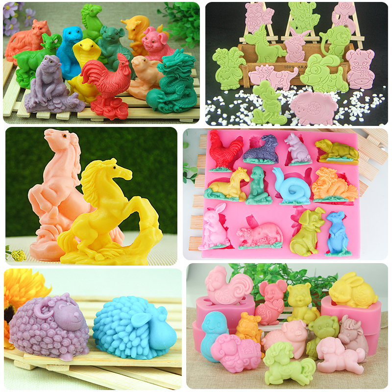 创意立体卡通十二生肖模具厨用多功能盐雕模平面翻糖动物生肖模具