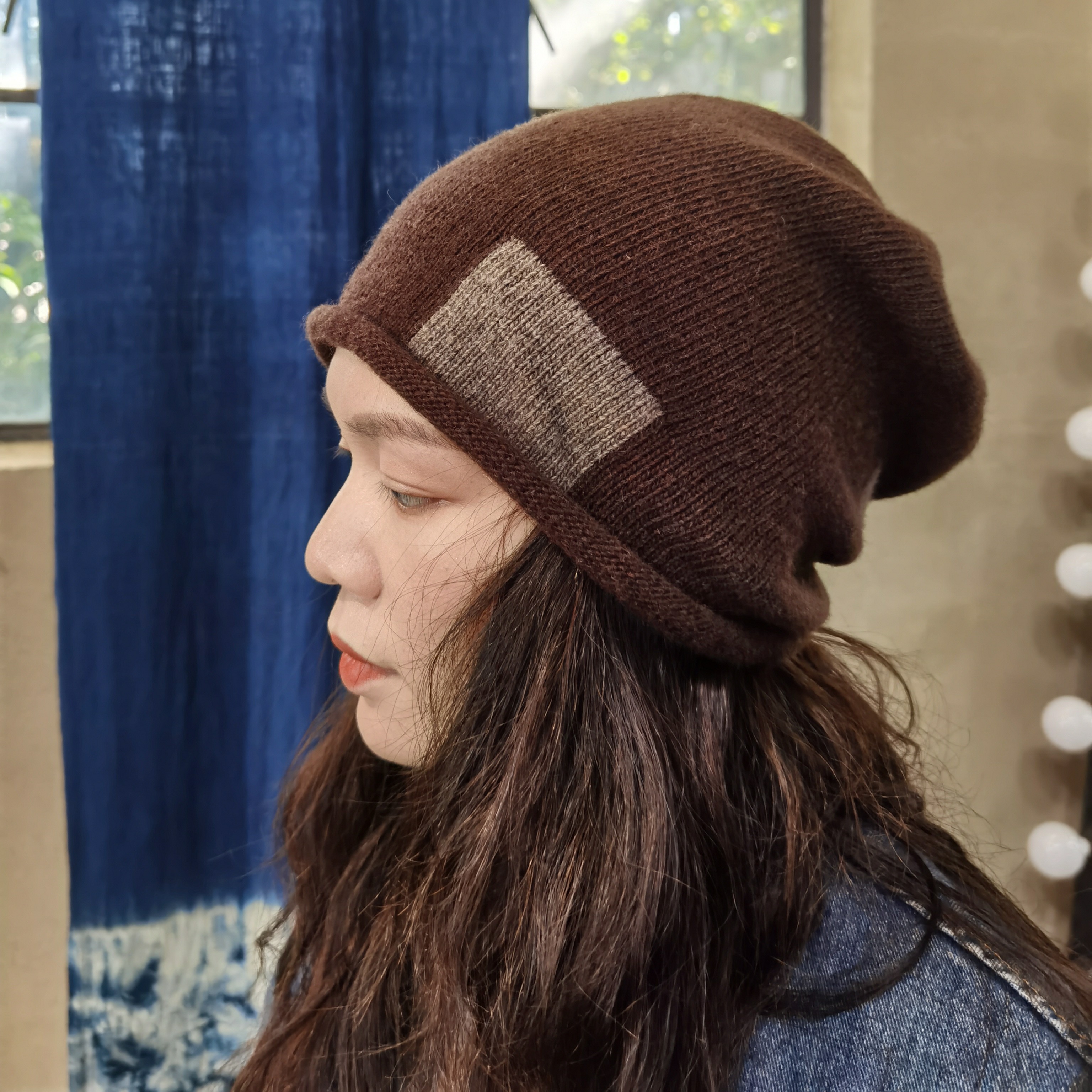 QUEYISE/缺一色缺一色定制款针织帽时尚保暖秋冬绵羊毛女士防寒07