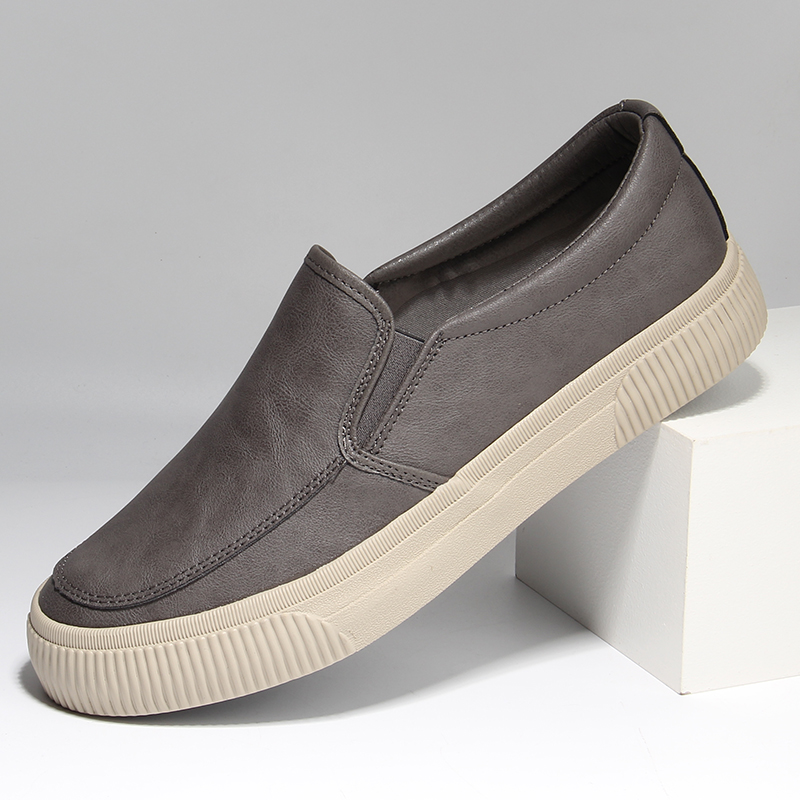 春秋季新款男士休闲皮鞋低帮时尚板鞋懒人一脚蹬驾车鞋21318