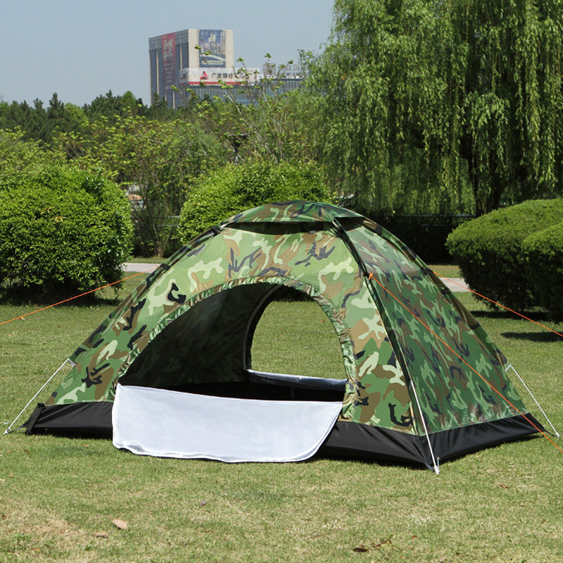 自动帐篷单人双人户外2人3-4人野外登山情侣露营迷彩套装露营用品