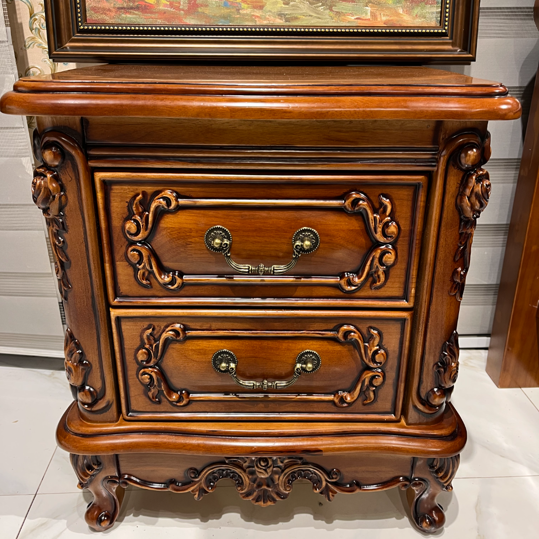 欧式复古雕花实木床头柜美式简约卧室床边收纳柜欧式主卧大床