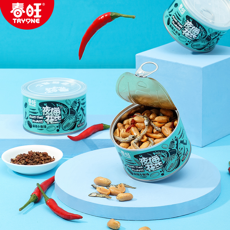 【直播推荐】春旺夜猫花生仁蒜香味椒麻咸味单口味纯享装102g*4罐