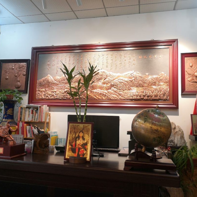 紫铜浮雕沁园春万里长城客厅高档壁画铜雕壁画风景简装中式