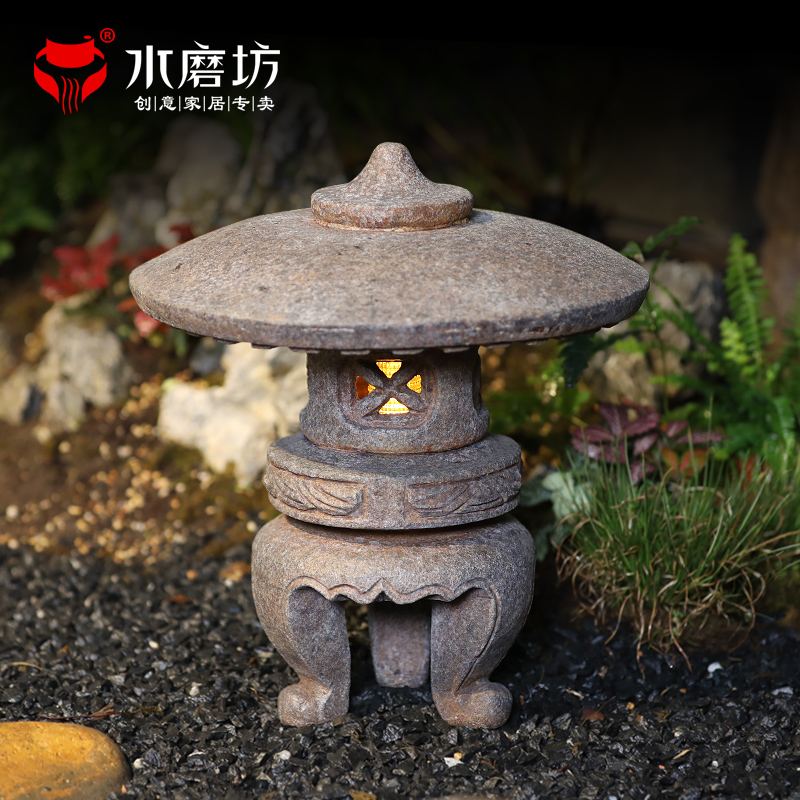 水磨坊西施灯户外庭院草坪灯别墅花园落地石灯装饰仿古太阳能灯笼