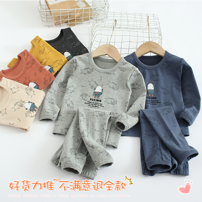 【A类亲肤舒绒棉】S20秋衣套装304-机器人+满印恐龙