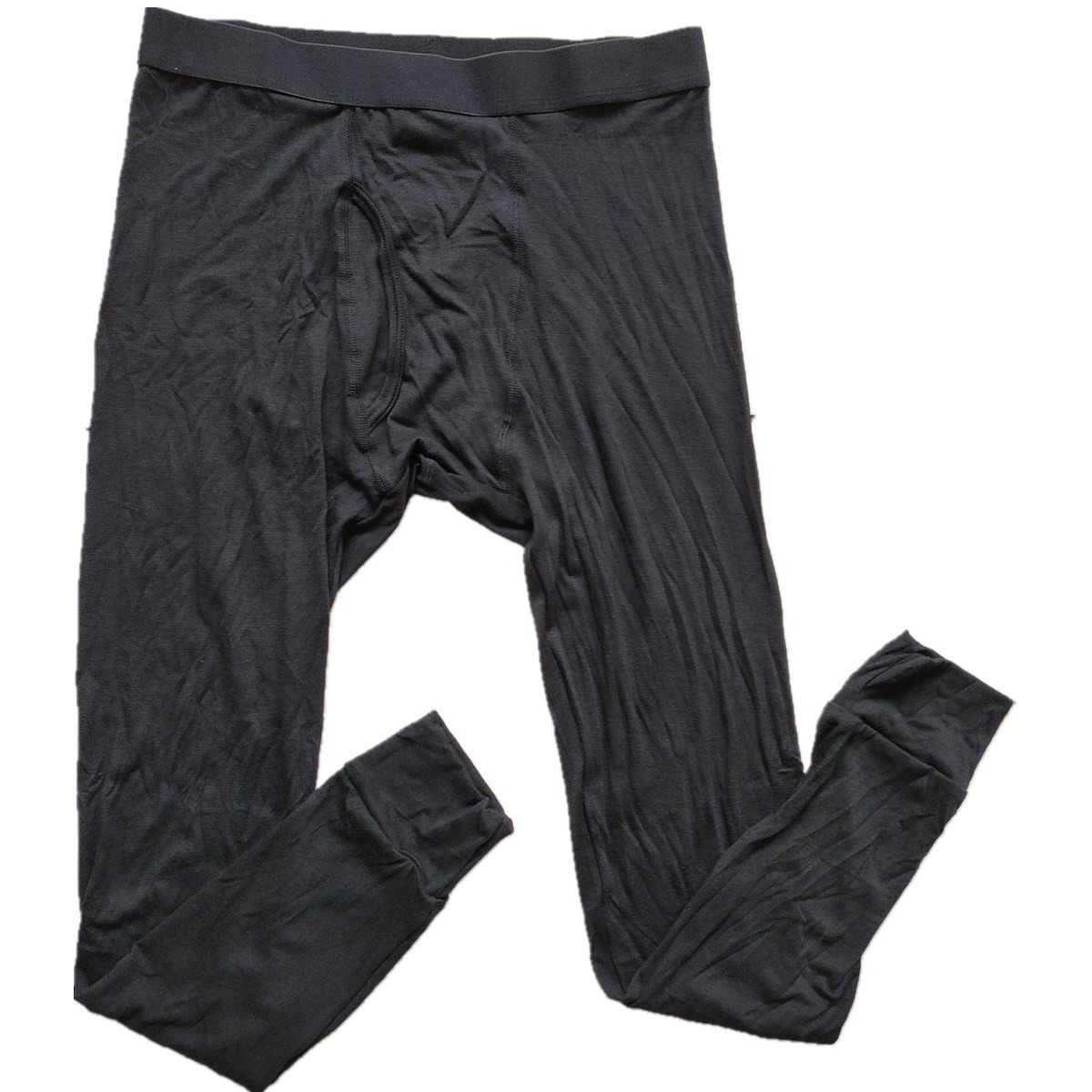 优衣璐外单薄款莫粘纤类发热纤维男士款纯黑色春秋裤线裤打底长裤