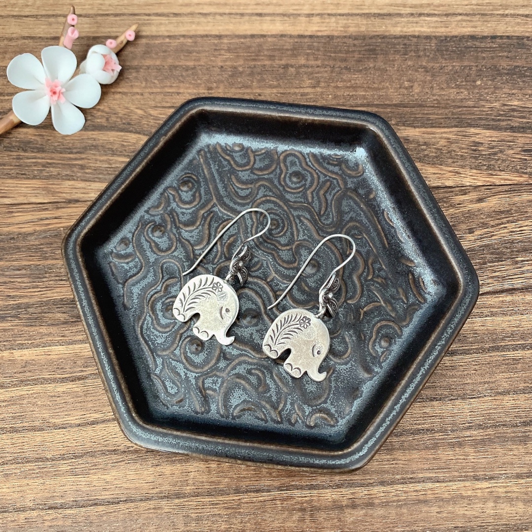 925银耳饰 【古香古色】S925银复古清迈手工银耳环