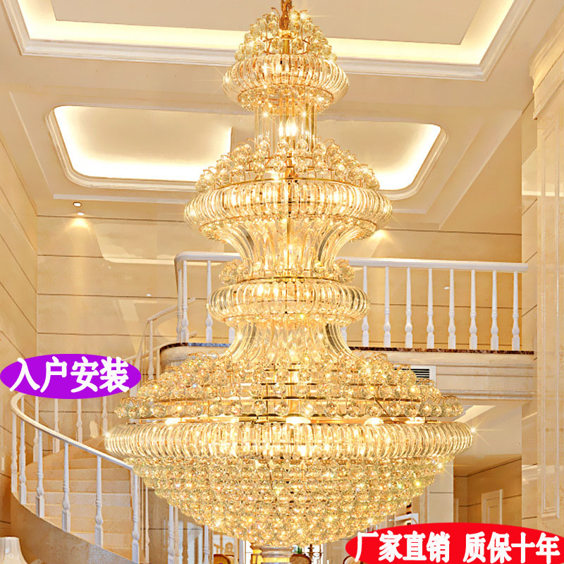 别墅水晶大吊灯欧式复式楼客厅吊灯简约现代楼中楼大厅楼梯长吊灯