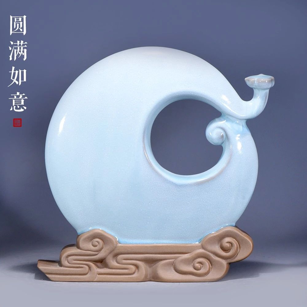 大宋官窑【圆满如意】：吉祥圆满，钧瓷工艺品玄关电视柜创意摆设