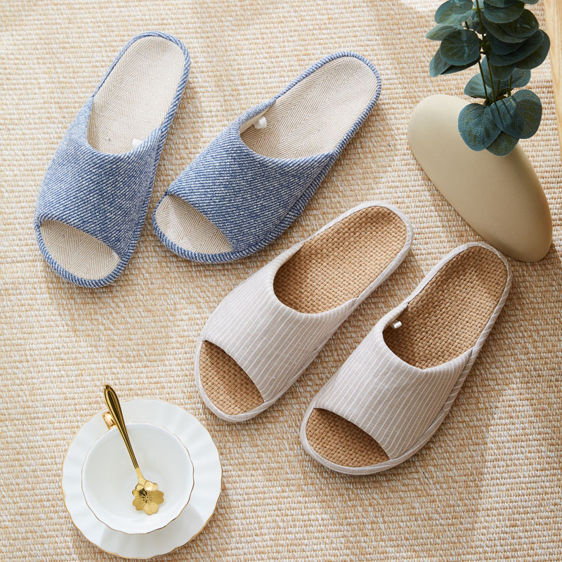 珂缔缘简约透气居家室内家用情侣防滑耐磨静音布拖鞋四季2111