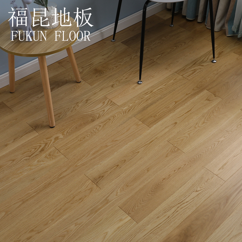 FUKUN/福昆橡木锁扣纯实木地板原木本色胡桃色柚木色地暖厂家直销
