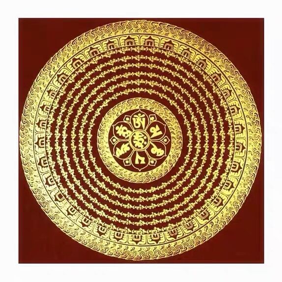 唐卡坛城描金涂色 六字大明咒佛教涂色画手绘填色DIY画稿