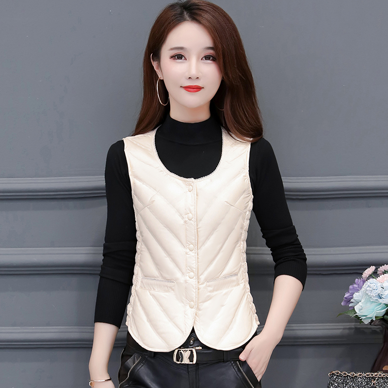 羽绒马甲女秋冬季短款轻薄内穿保暖贴身坎肩女士打底内胆马夹背心