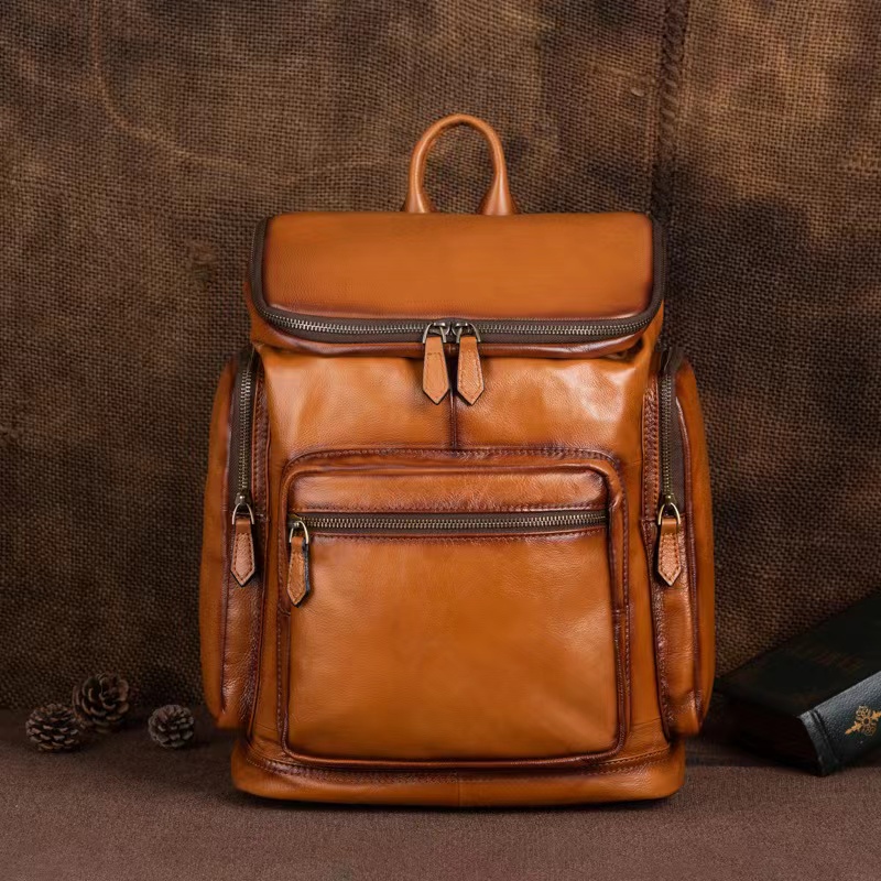 【米鹿皮具】头层牛皮双肩背包（8029）尺寸 高39 宽28 底16.5百搭