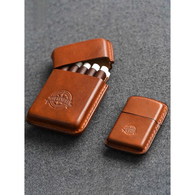 one leather/一皮复古树膏牛皮手工烟盒创意便携10支送男友礼品